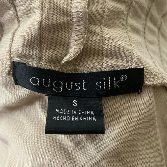 August Silk Ruffle Detail Cardigan Tan S - Picture 6 of 7